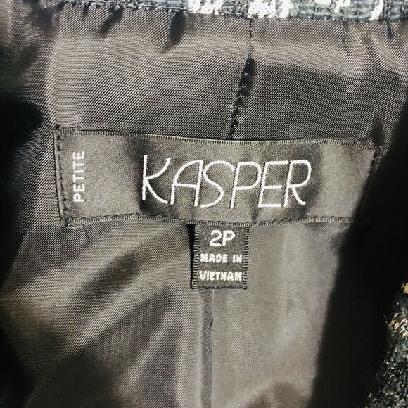 Kasper Black Tweeted Blazer Jacket Sz 2P - Picture 10 of 13